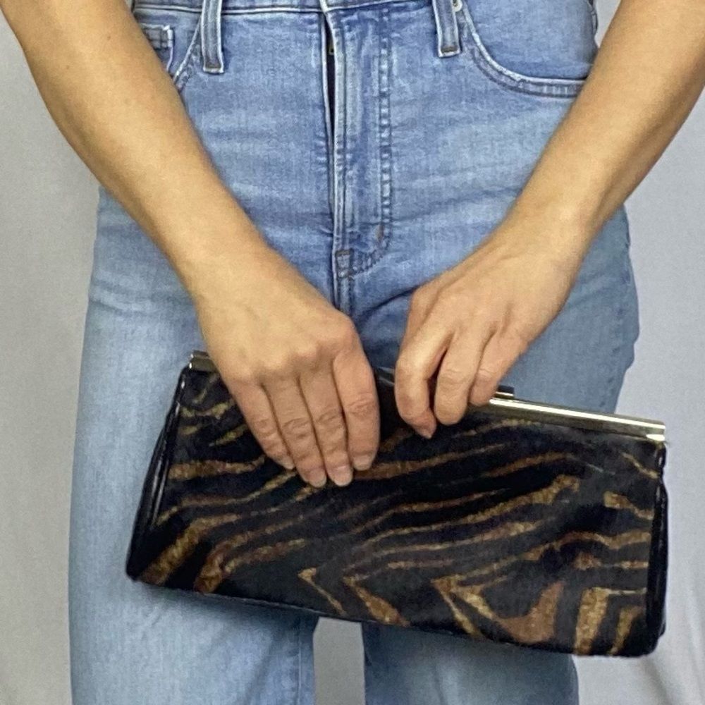 Vintage Nordstrom made in Italy - Faux fur & leather clutch